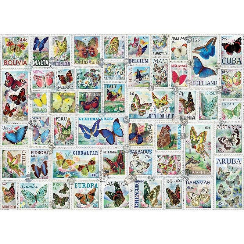 Eurographics Inc. Butterflies Vintage Stamps 500 Piece Jigsaw Puzzle