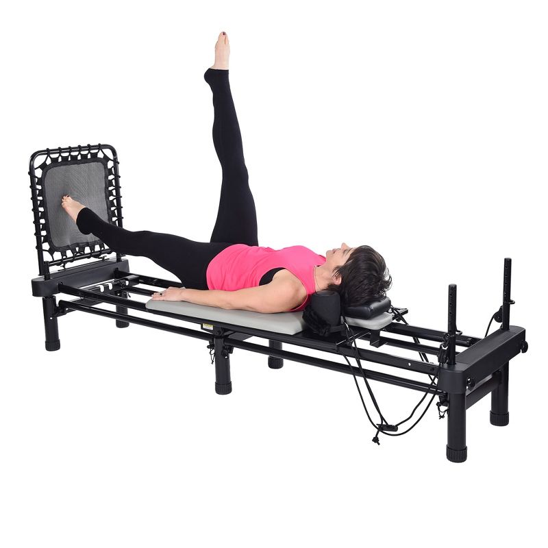AeroPilates Premier Studio 700 Reformer for Strength Exercise Training with Cardio Rebounder and Foldable Frame, Gray