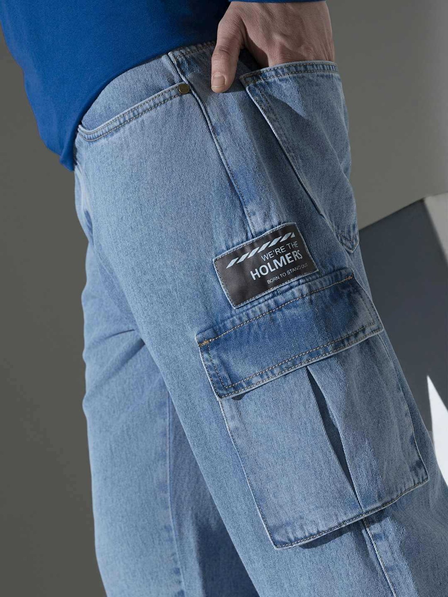 Hubberholme Blue Relaxed Fit Cargo Jeans