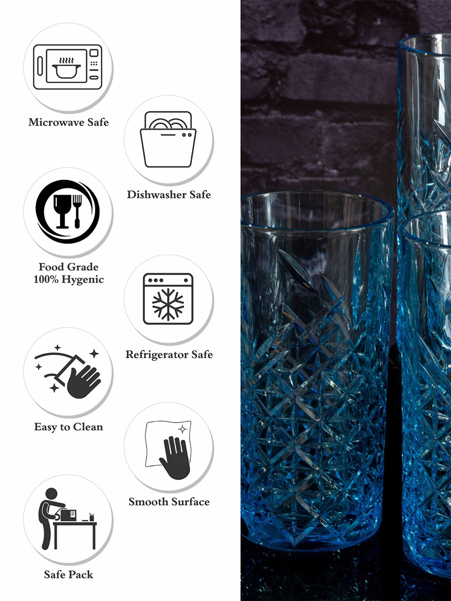 Pasabahce Transparent Glass Juice Cold Drink Glasses - Set of 4 (450ml)