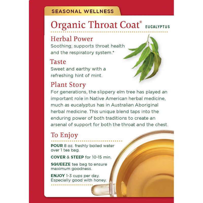 Traditional Medicinal Organic Throat Coat Eucalyptus Herbal Tea - 16ct