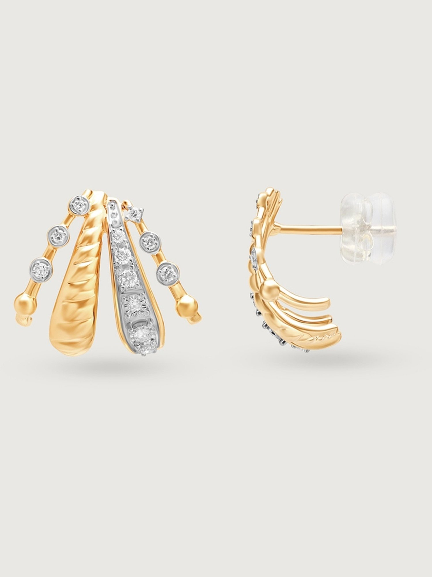 Mia by Tanishq Dazzling Trails 14k Gold & Diamond Hoop Earrings