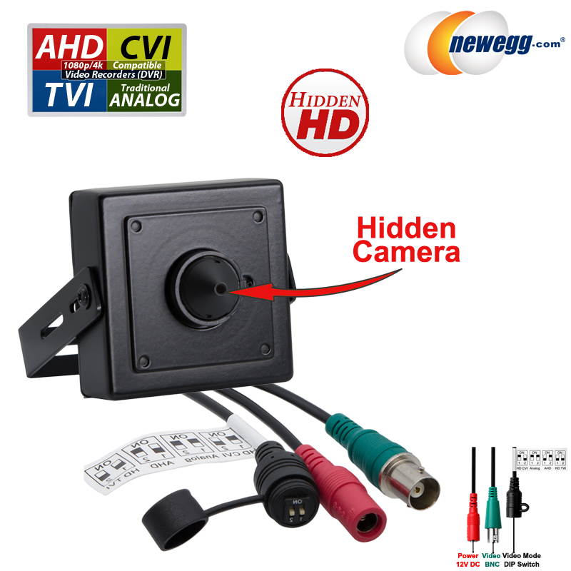 Evertech 1080p HD 4in1 AHD TVI CVI, ANALOG Indoor Hidden Camera with Pinhole Lens