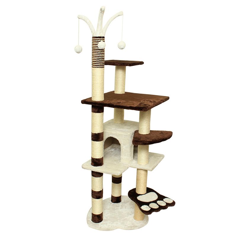 Paws & Pals Cat Scratch Tree Condo Furniture 64\ -<br> Brown and White
