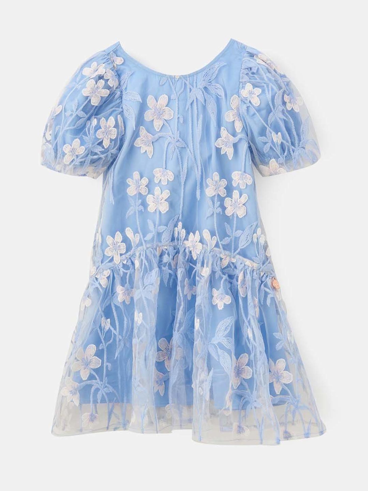 Angel & Rocket Kids Blue Embroidered Dress