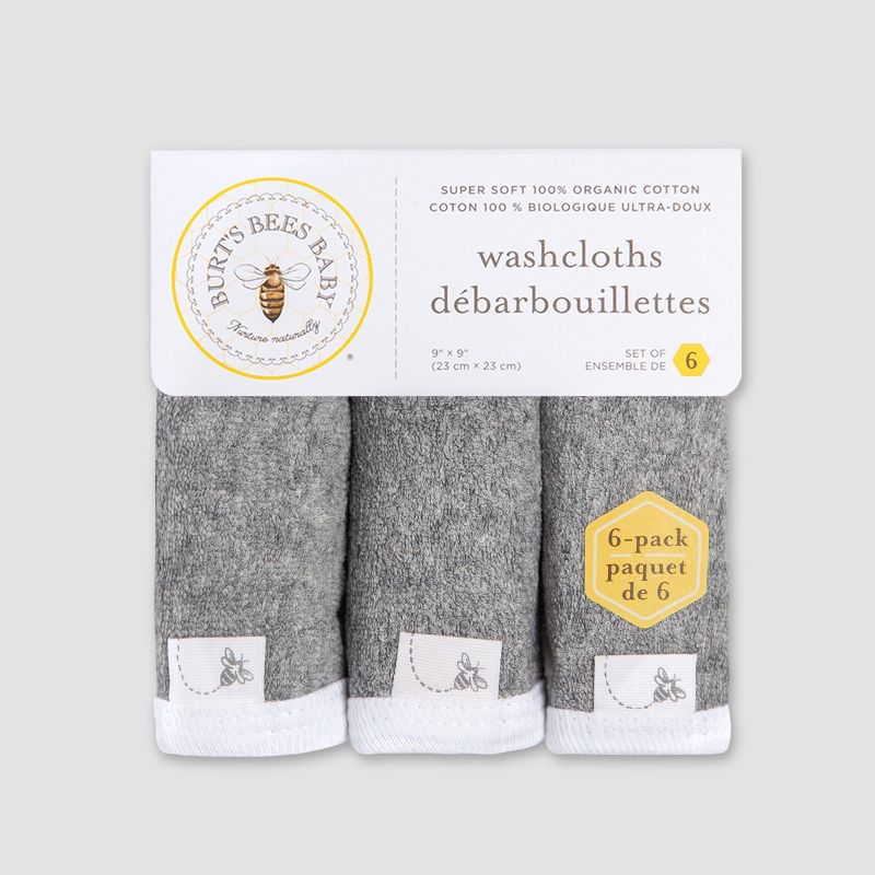 Burt's Bees Baby® Washcloths - Heather Gray
