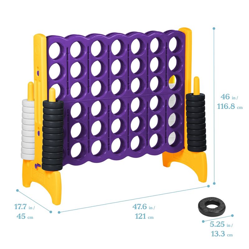 ECR4Kids Jumbo 4-to-Score Giant Game with Carry Bag, Lawn Game, Connect-All-4 - Purple and Gold