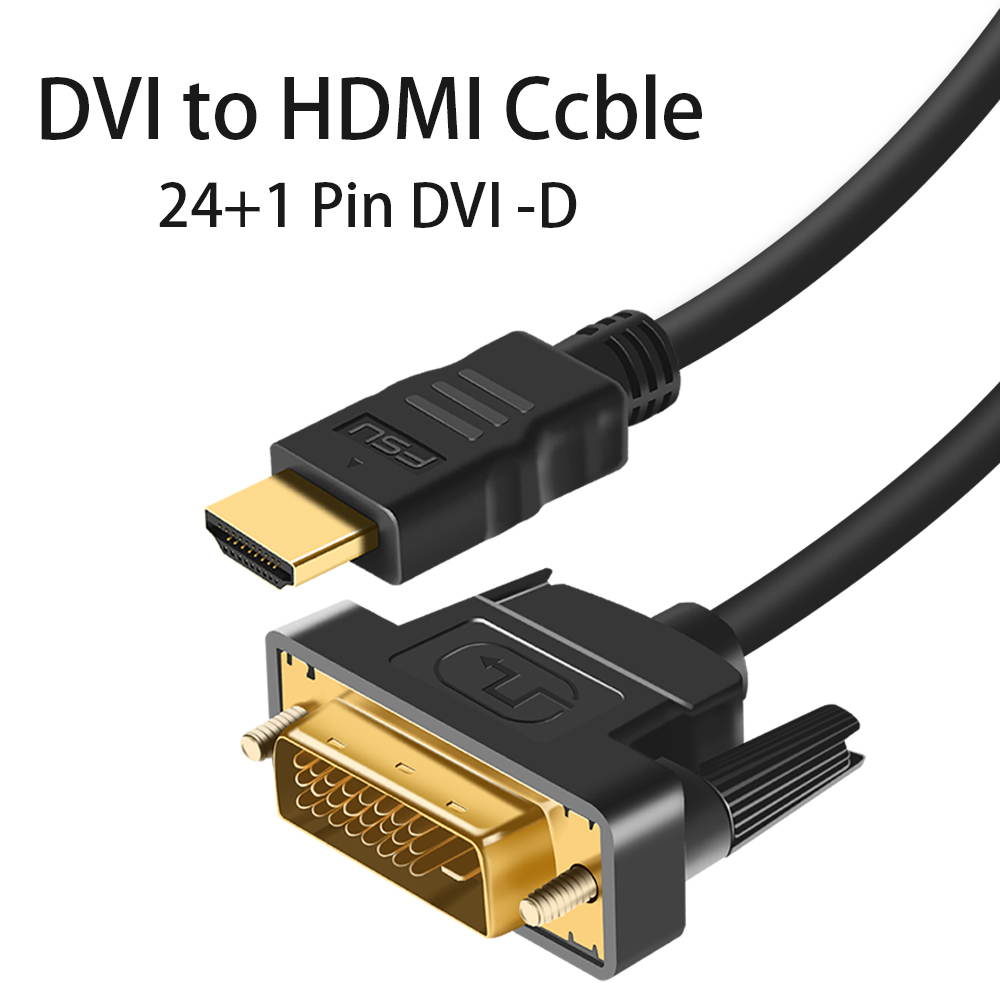 10ft/3M HDMI to DVI Cable Bi Directional DVI-D 24+1 Male to HDMI Male High Speed Adapter Cable 1080P Full HD Compatible for Raspberry Pi Roku Xbox One PS4 PS3 Graphics Card Nintendo Switch (10feet)