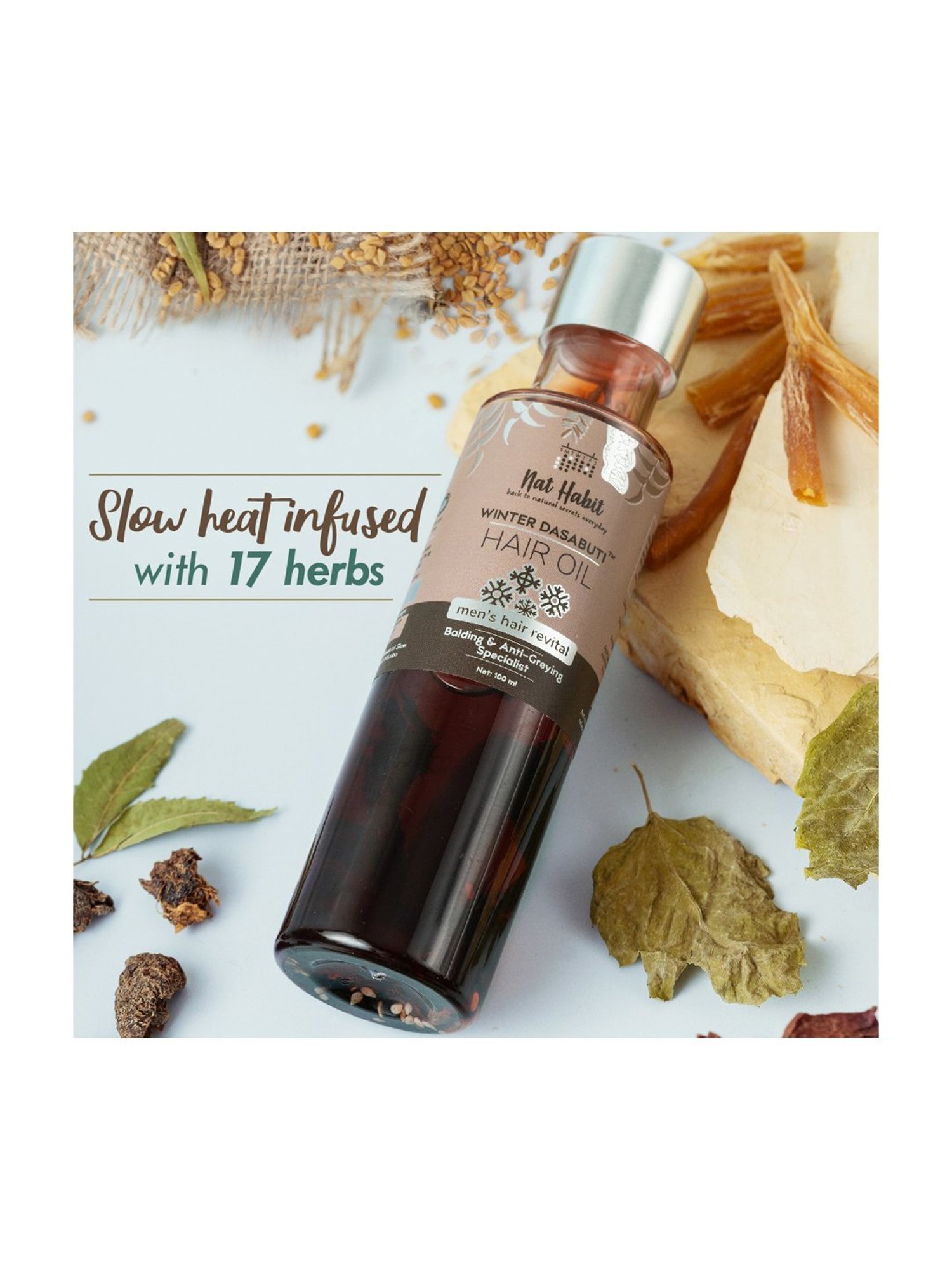 Nat Habit Men's Hair Revital Balding & Anti-Greying Specialist Winter Dasabuti Hair Oil - 100 ml