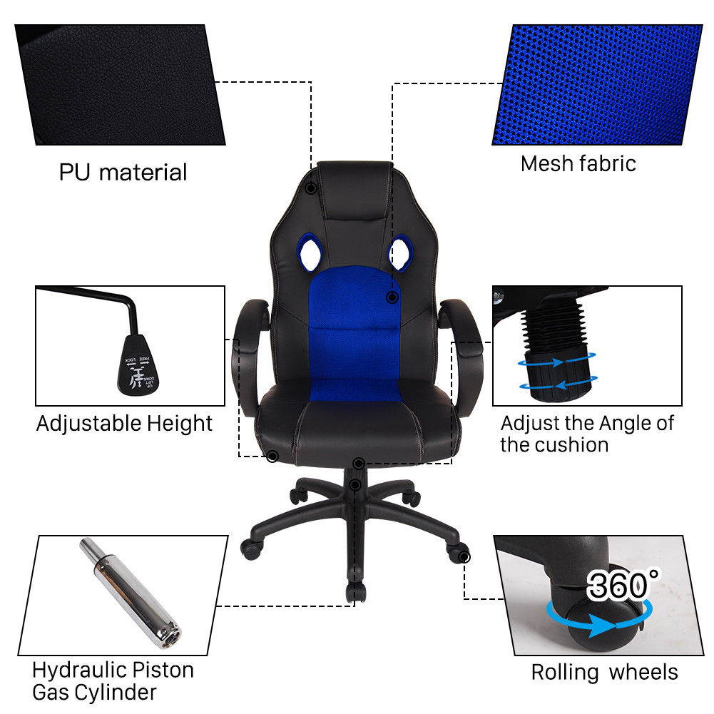 Polar Aurora Office Chair Leather Desk High Back Ergonomic Adjustable pc Chair