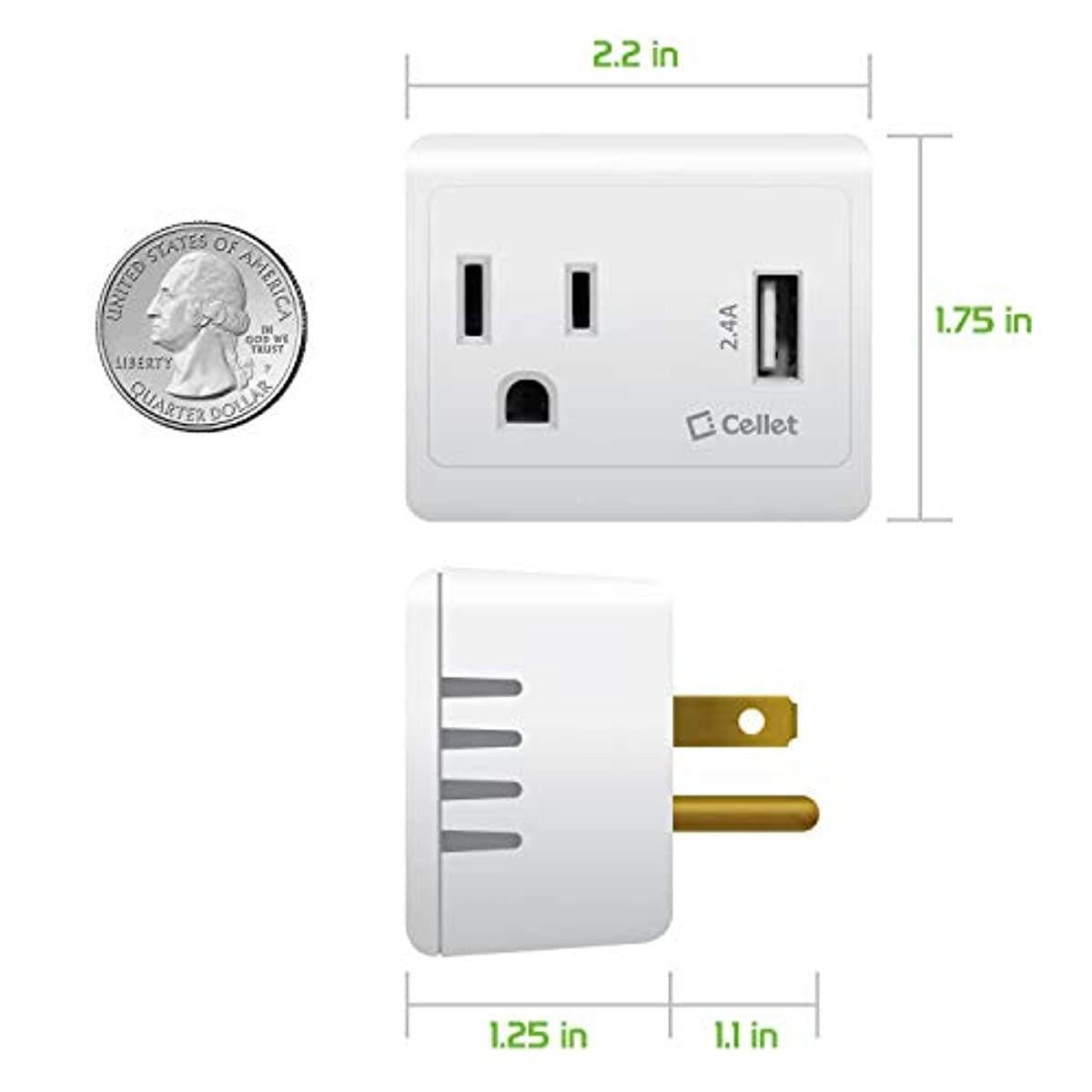 Cellet Duo Wall Plug and Cellphone Charger Compatible for Samsung Note 10 9 8 Galaxy S10 S9 S8 iPhone Xr XS Max X 8 7 Plus iPod/iPad Tablets. Perfect for Charger Multiple Devices at Once