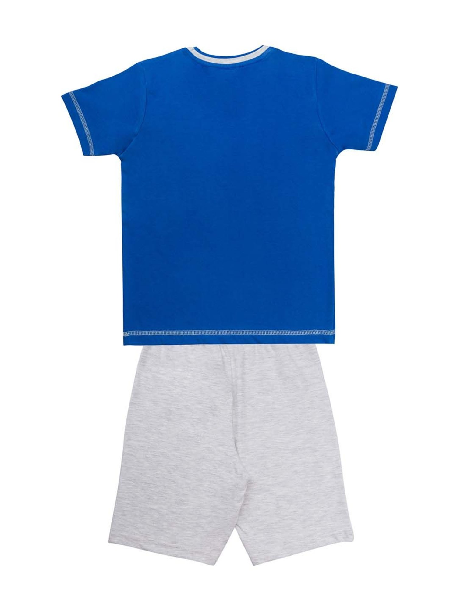 Todd N Teen Kids Blue & Yellow Cotton Printed T-Shirt & Shorts - Pack of 2