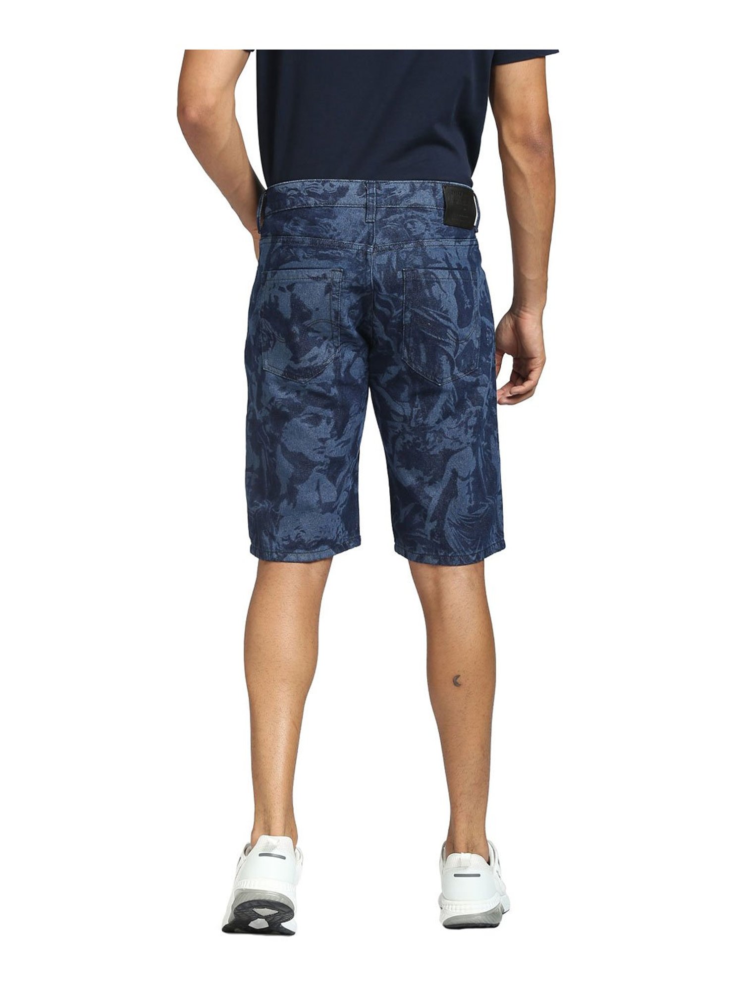 Jack & Jones Dark Blue Printed Denim Shorts