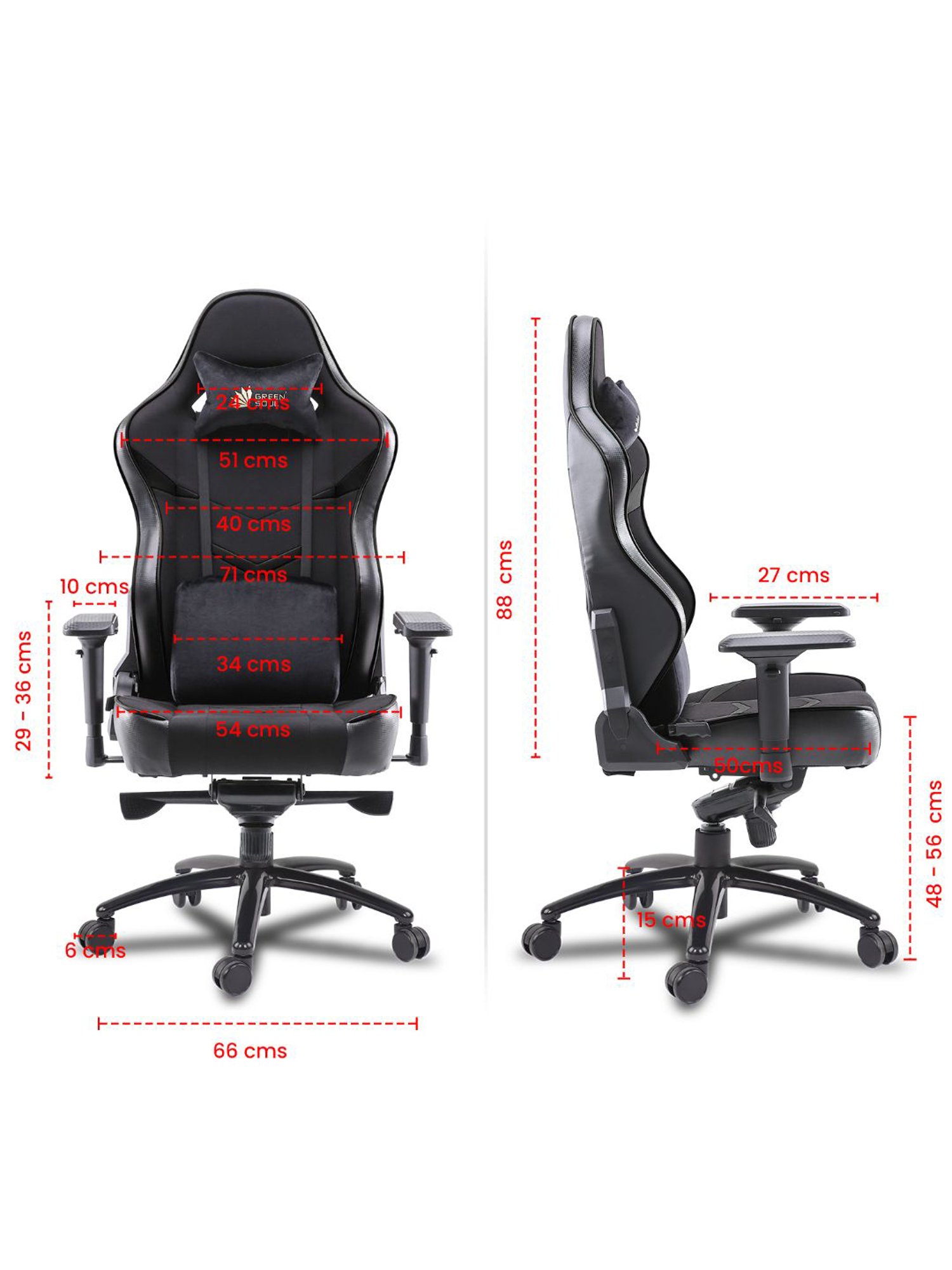 Green Soul Monster T Black PU Leather Premium Gaming Chair