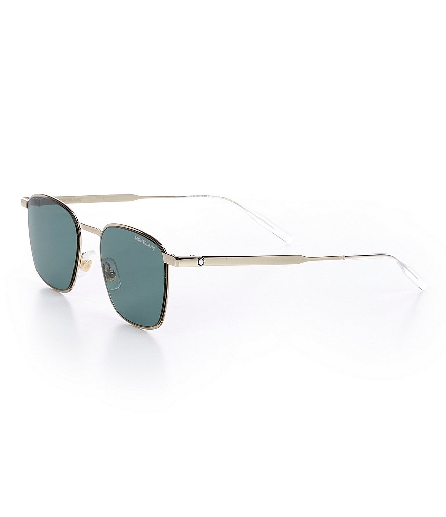 Montblanc Men's Mb0145s 51mm Gold Rimmed Square Sunglasses