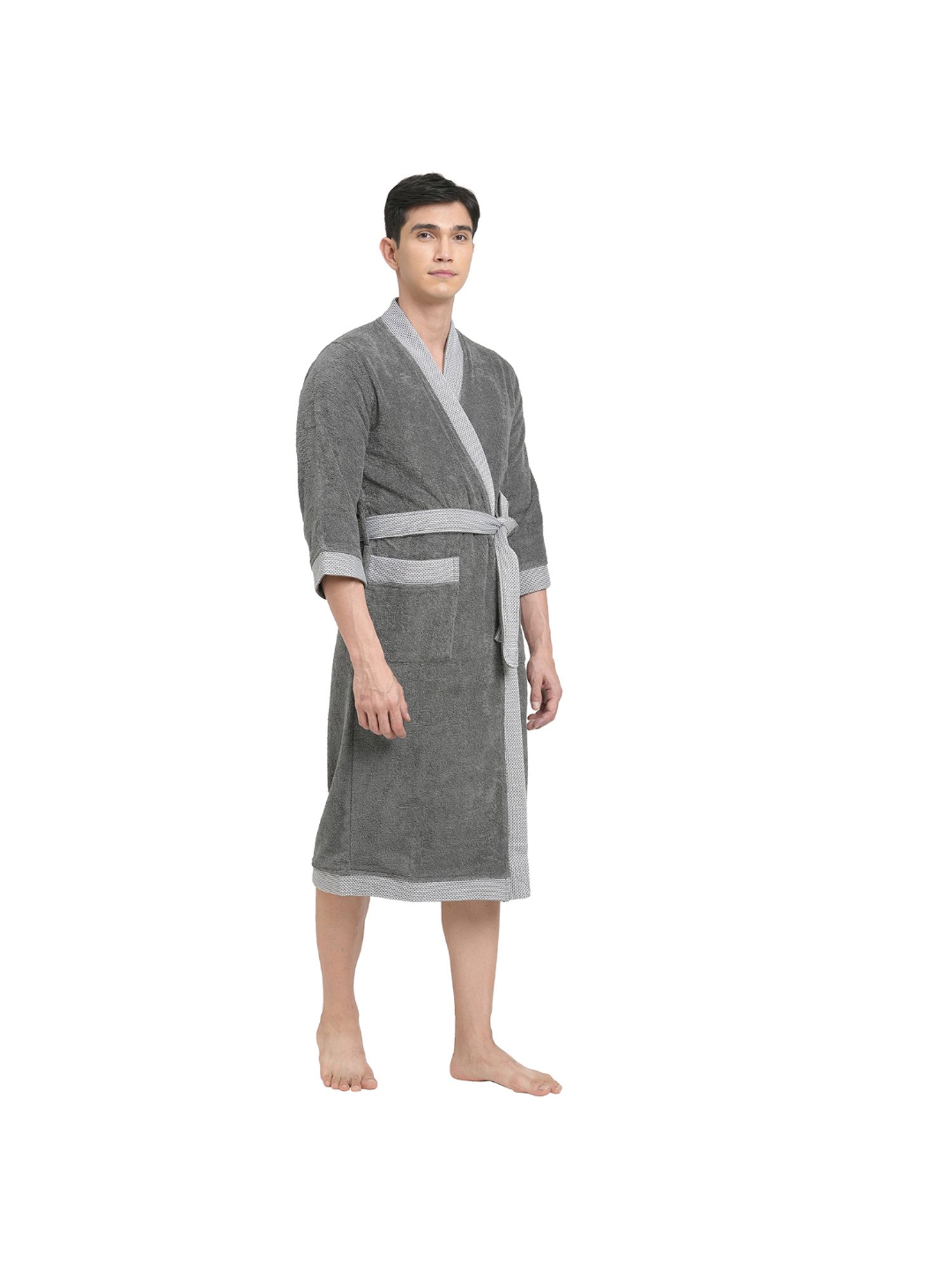 Spaces Hygro Grey 400 GSM Cotton Medium Bathrobe