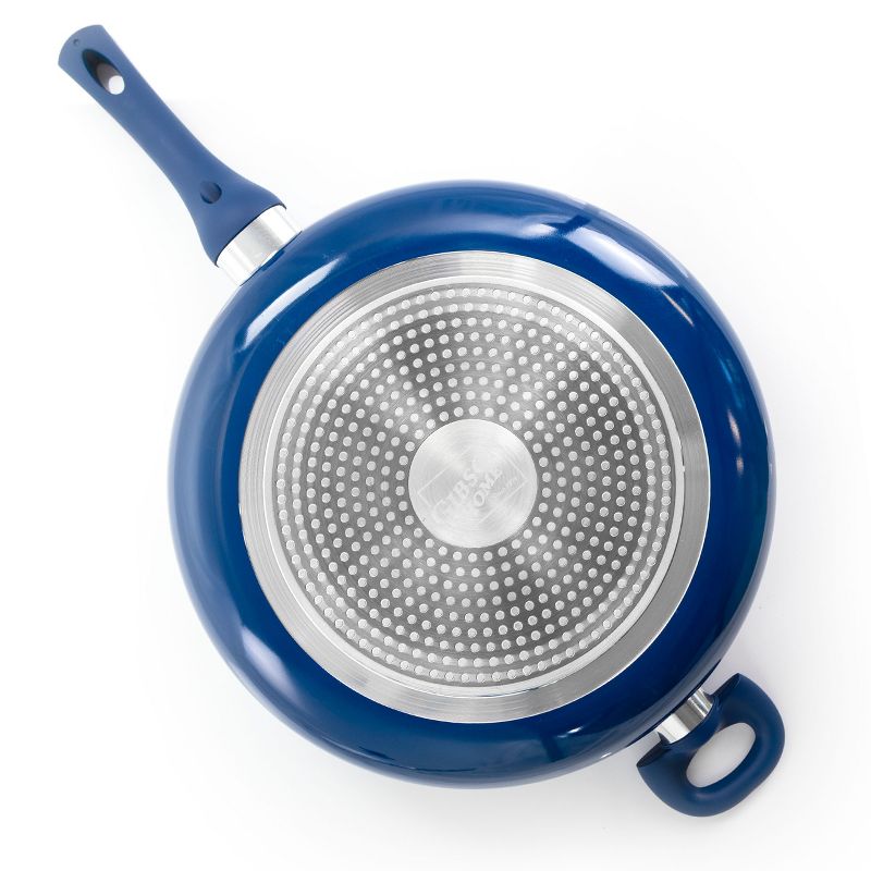 Gibson Home Charmont 5 Quart Nonstick Aluminum Saute Pan with Lid in Yale Blue