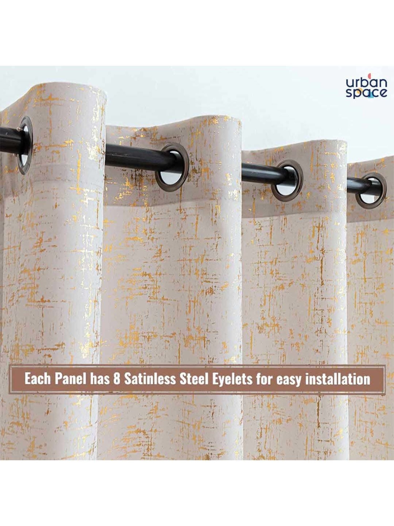 Urban Space Beige Polyester Window Curtain With Tieback & Eyelet