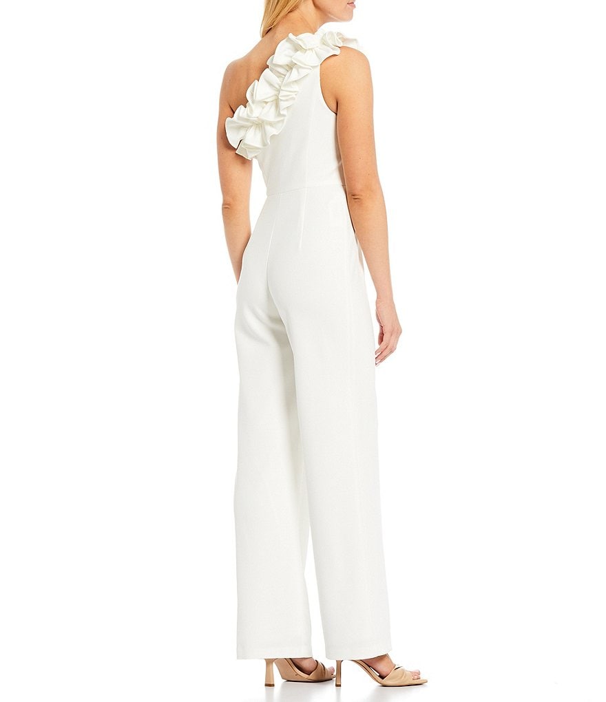 Ignite Evenings Foil Trim Asymmetric Cape Jumpsuit