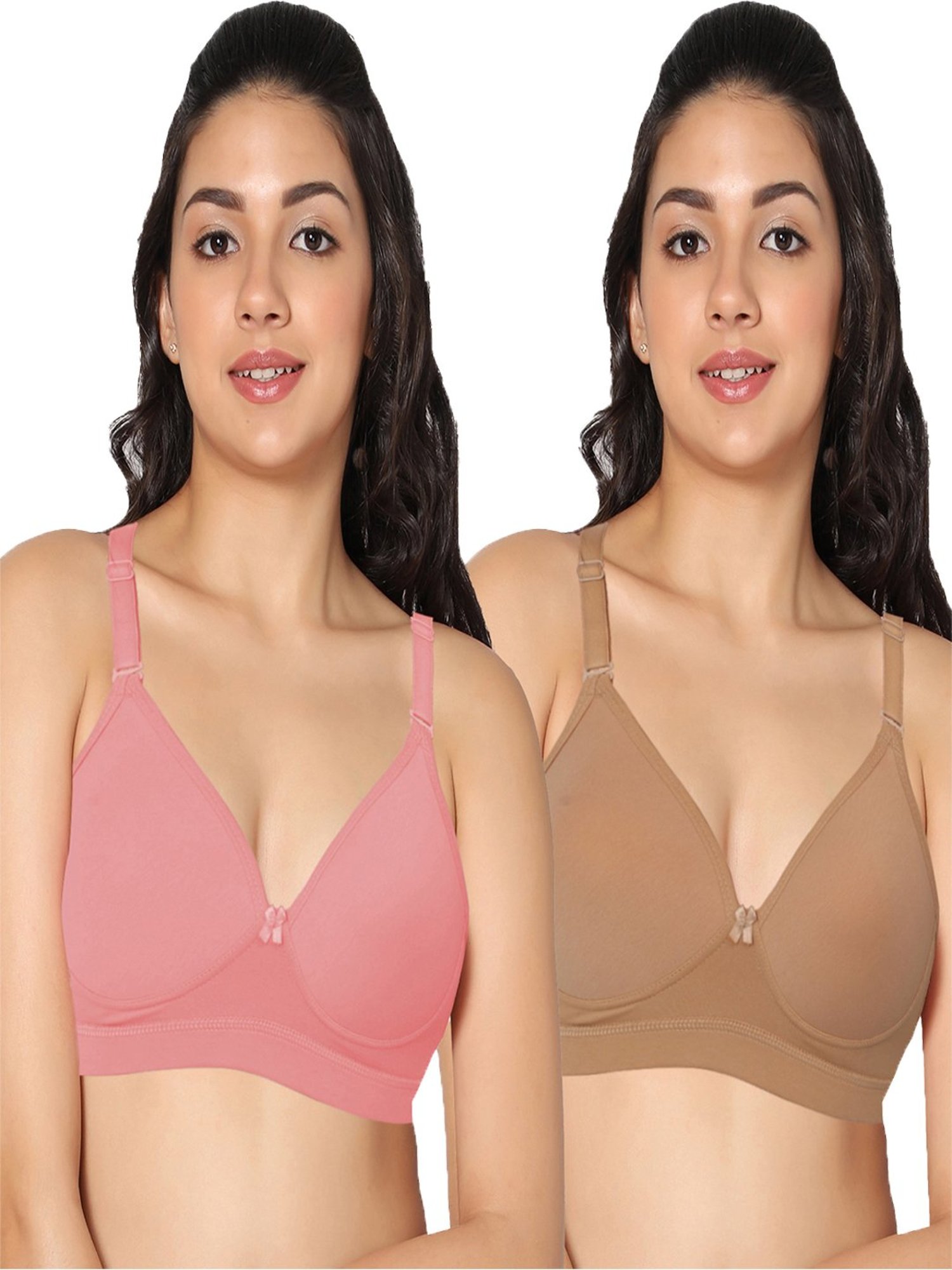IN CARE Peach & Beige Non-Wired Full Coverage Push-Up Bra - Pack of 2