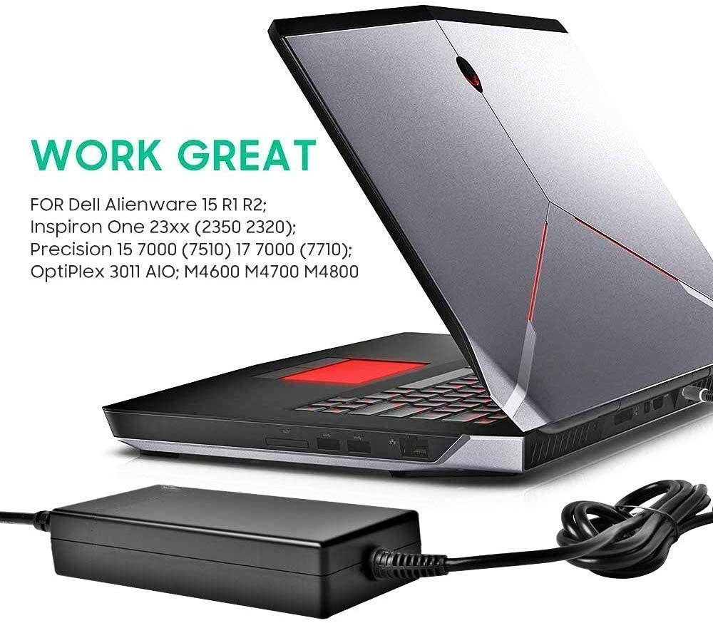New 180W 19.5V 9.23A Charger Fit for Dell Precision 7520 7530 7510 3240 M4600 M4700 M4800 M6600 one 2320 2350 7577 DA180PM111 FA180PM111 P74F P74F001 P53F Laptop Power Supply Cord