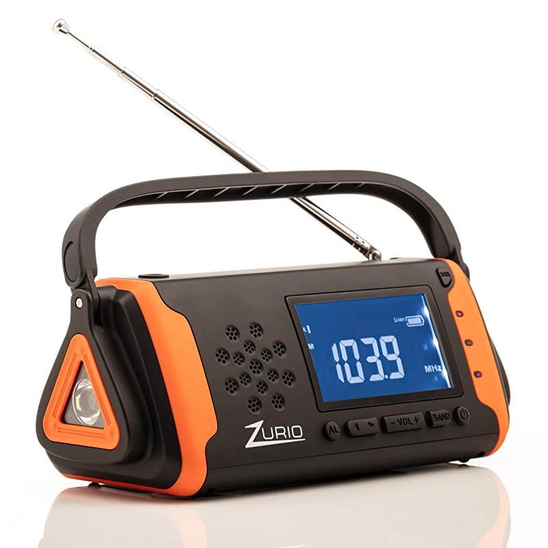 Radio with NOAA Weather Alert Hand Crank Solar Powered Hurricane Radio AM FM Weather Survival Radio with Battery Backup Flashlight Phone Charger SOS Alarm Bonus Survival Whistle