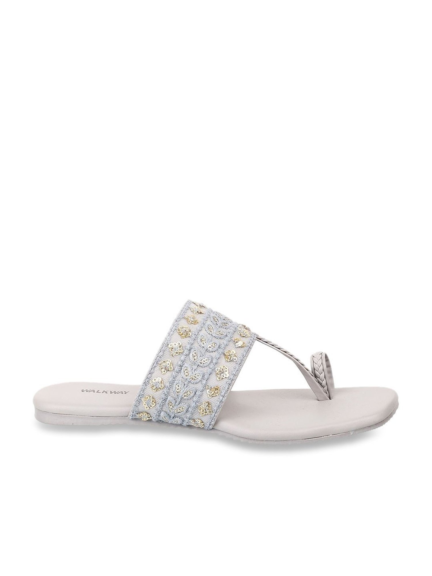 Walkway Women's Grey Toe Ring Sandals