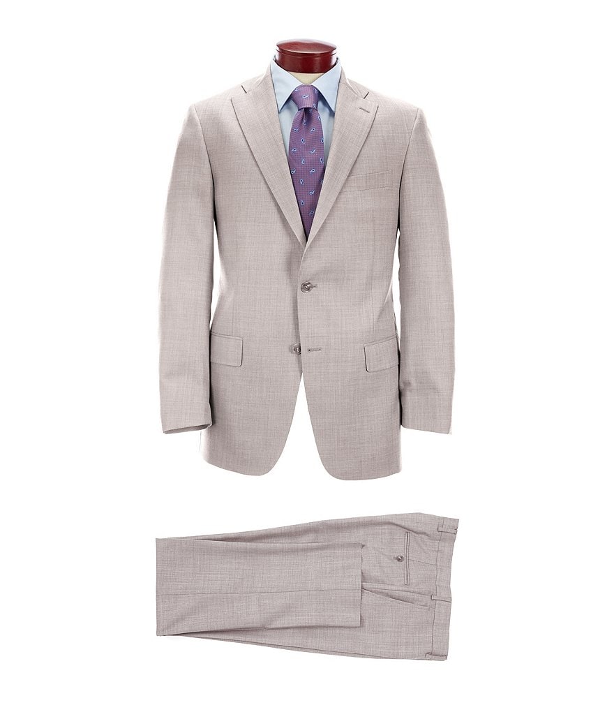 Hart Schaffner Marx Classic Fit Flat Front Solid Grey Wool Suit