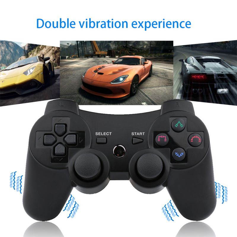 PS3 Controller Wireless 2 Pack Gamepad for PlayStation 3 Bluetooth Game Controller Remote Control Support PS3 with USB Cable (2 Pack Black)