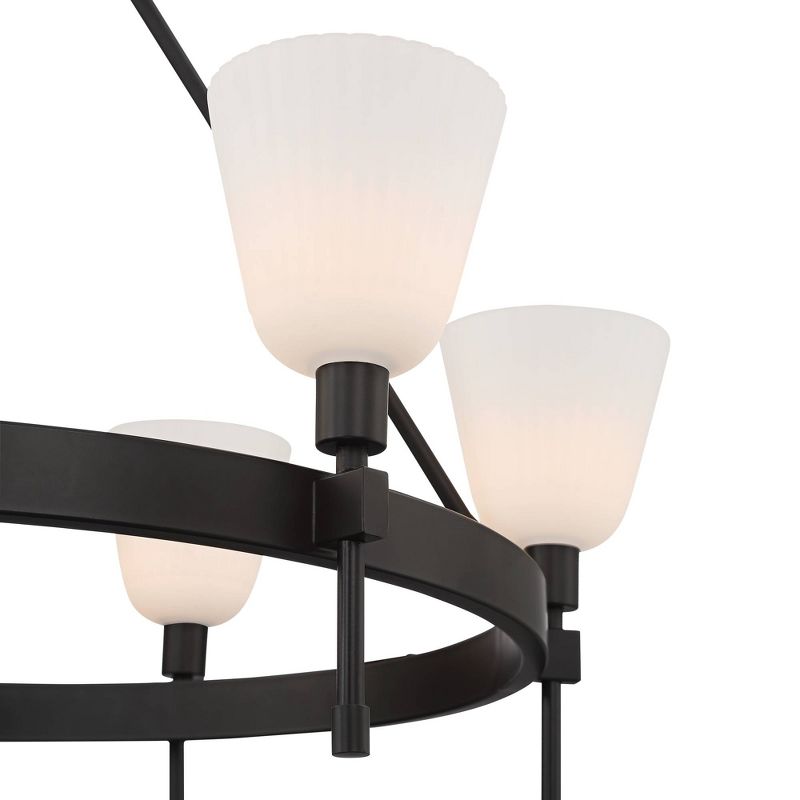 Franklin Iron Works Cheryl 33 1/2" Wide Bronze 6-Light Wagon Wheel Chandelier