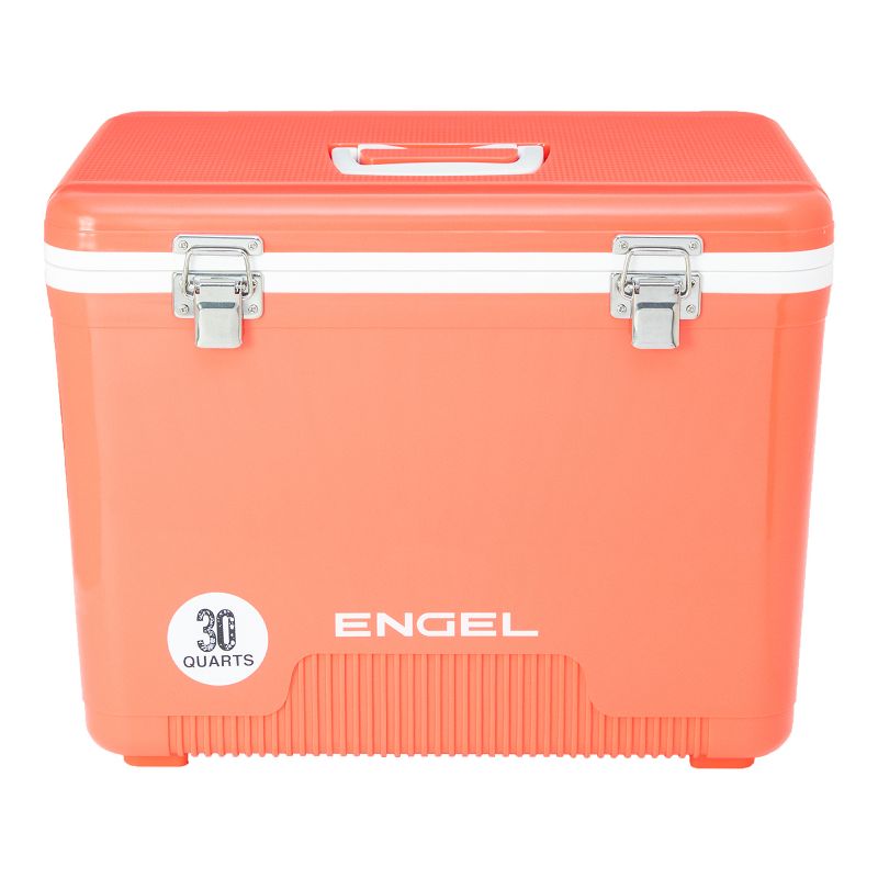 Engel UC30CR 30 Quart 8 Can Leak Proof Odor Resistant Insulated Cooler Drybox with Integrated Shoulder Strap, Coral