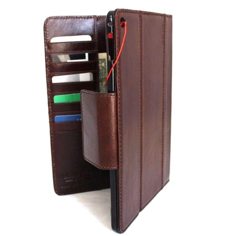 Genuine full Leather Handmade Case for Apple Ipad Air 2 magnet Cover Stand Luxury Credit Cards Slots slim brown A1566 A1567 DavisCase