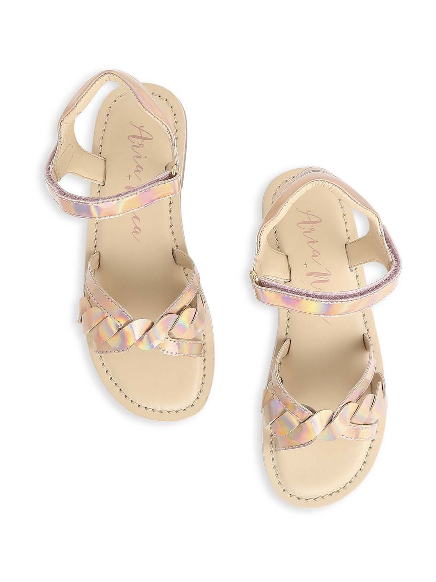 Aria Nica Kids PARTY Rose Gold Cross Strap Sandals