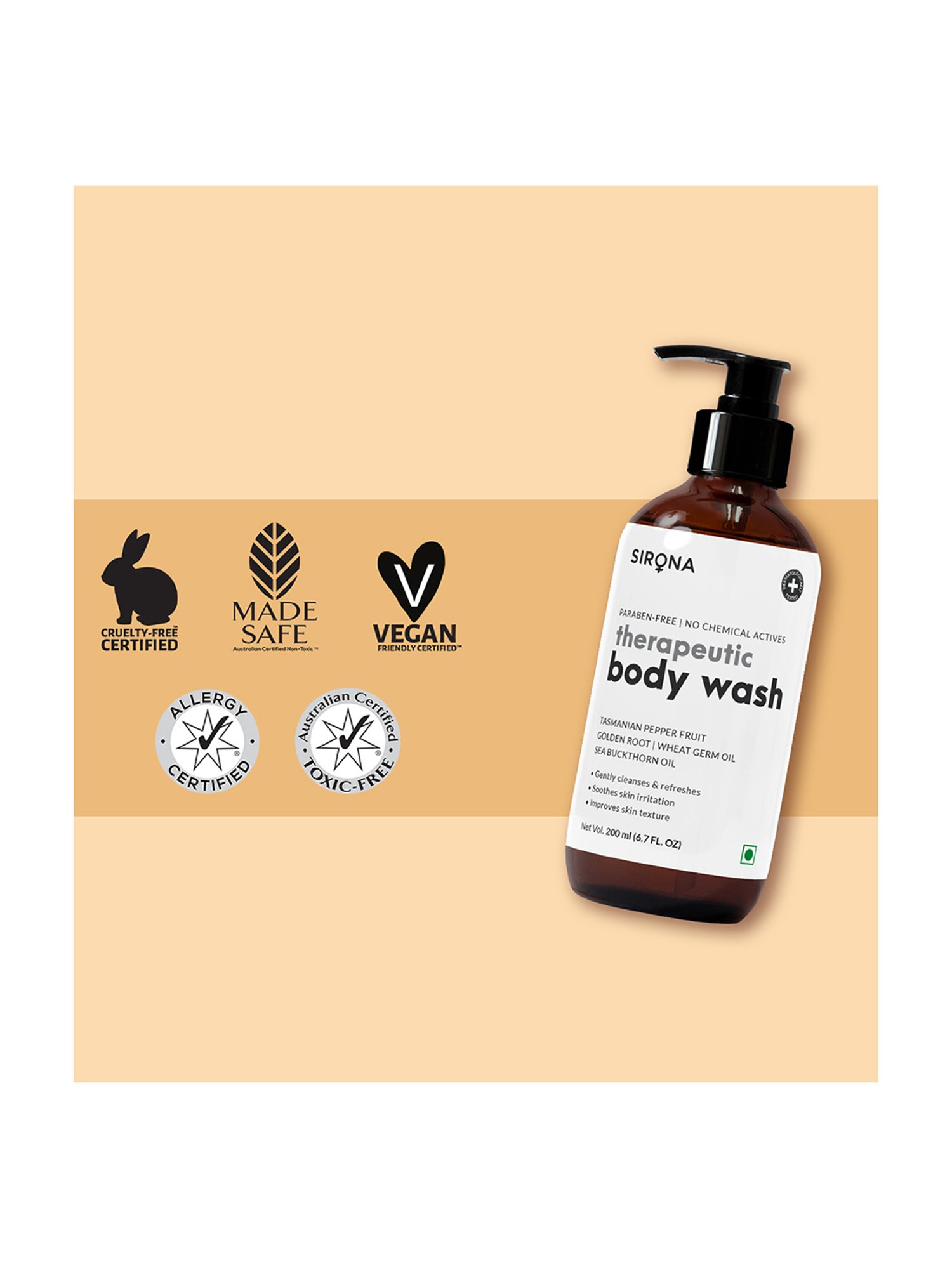 Sirona Natural Therapeutic Body Wash With 5 Magical Herbs -200 ml