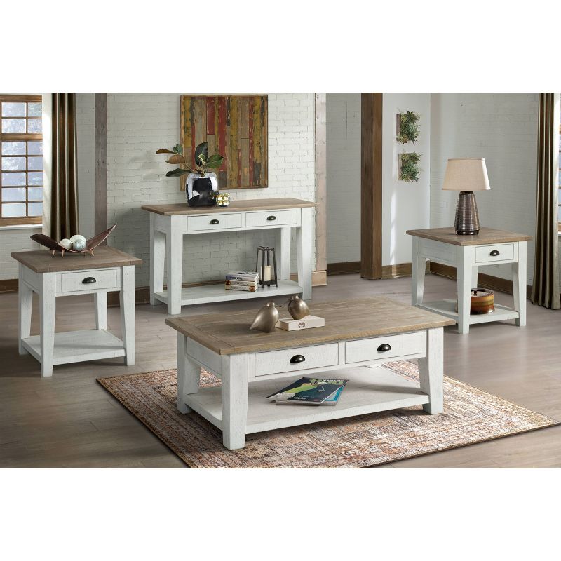 Wyatt End Table White/Tan - Lane Home Furnishings