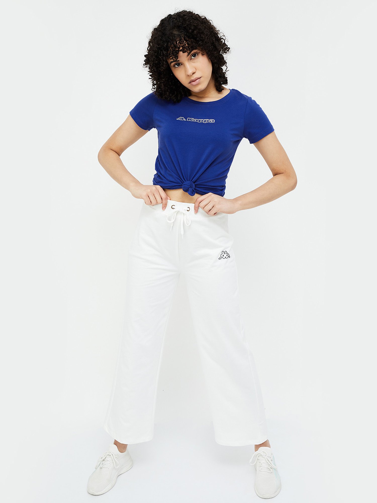 KAPPA Blue Cotton Graphic Crop T Shirt