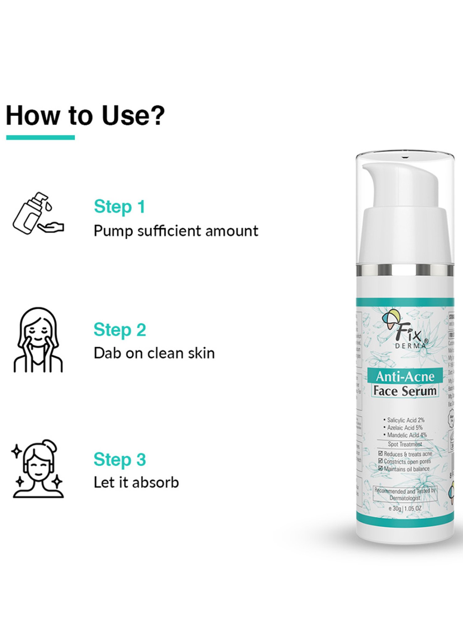 Fixderma Anti-Acne Face Serum for Men & Women - 30 gm