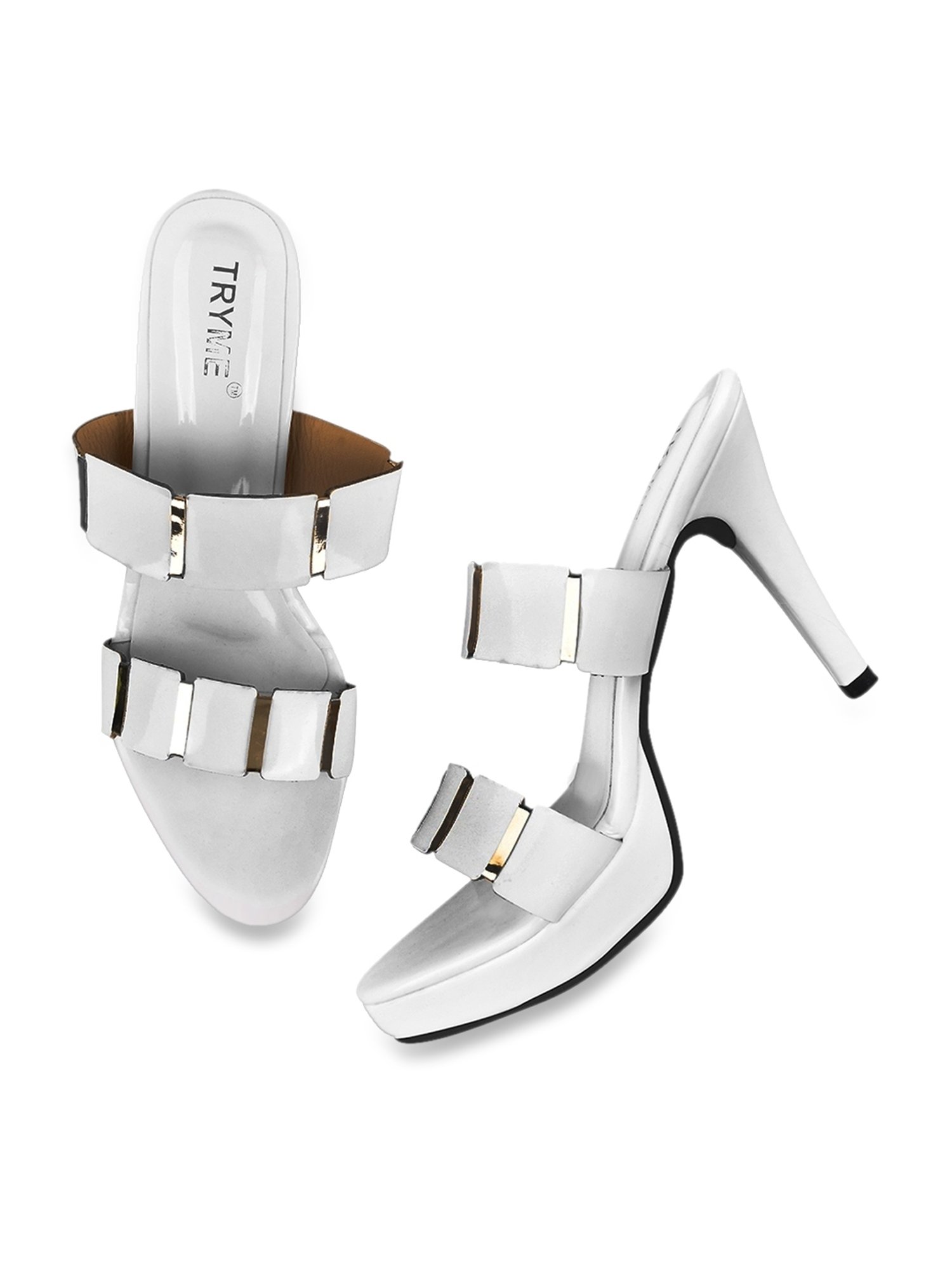 The White Pole Women's White Casual Stilettos