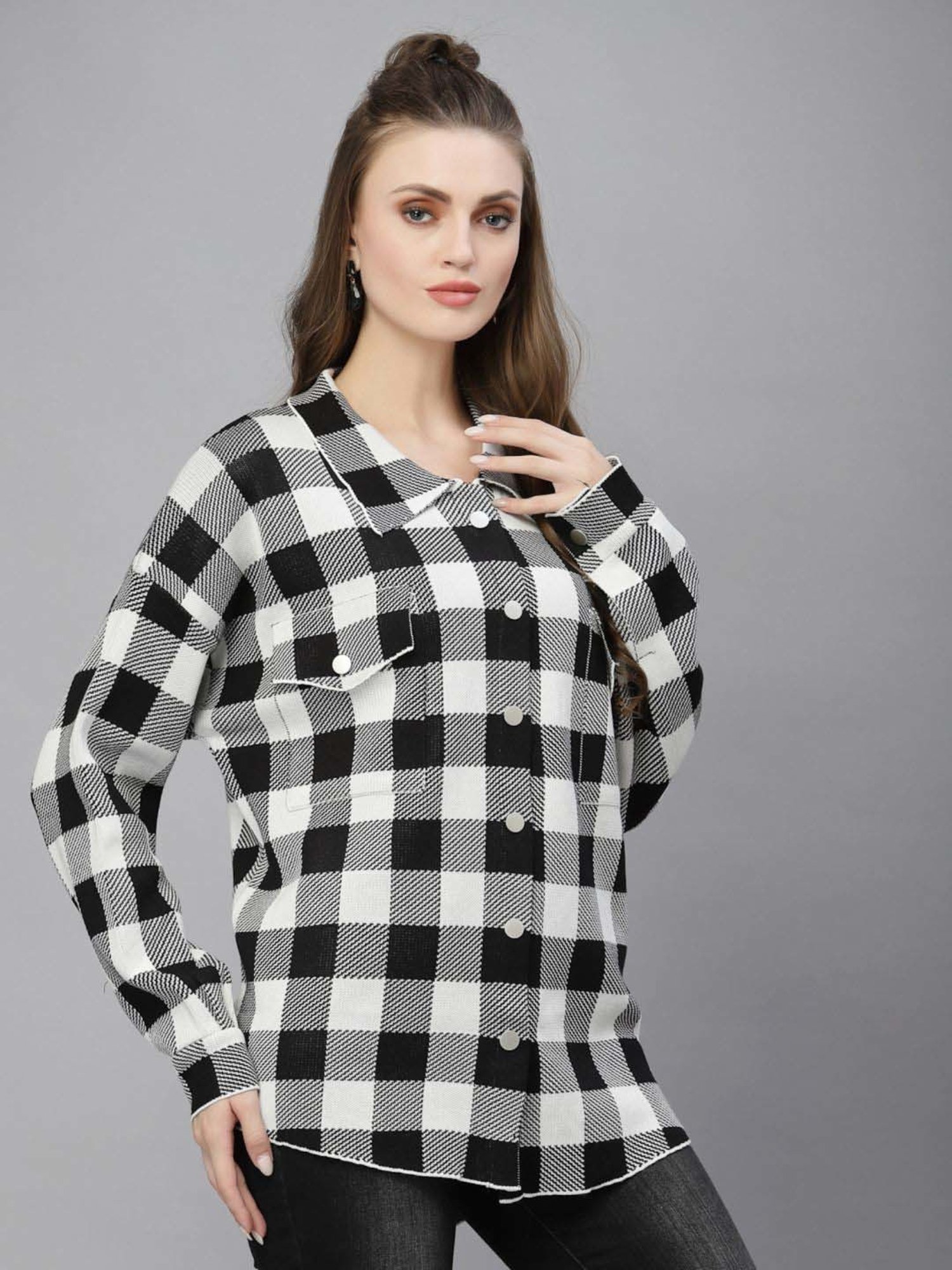 Mafadeny White & Black Chequered Shirt