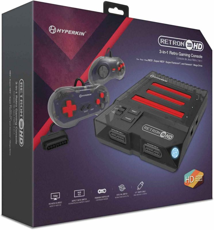 Hyperkin RetroN 3 HD 3-in-1 Retro Gaming Console for NES, Super Famicom, and Genesis/ Mega Drive (Space Black) - Sega Ge