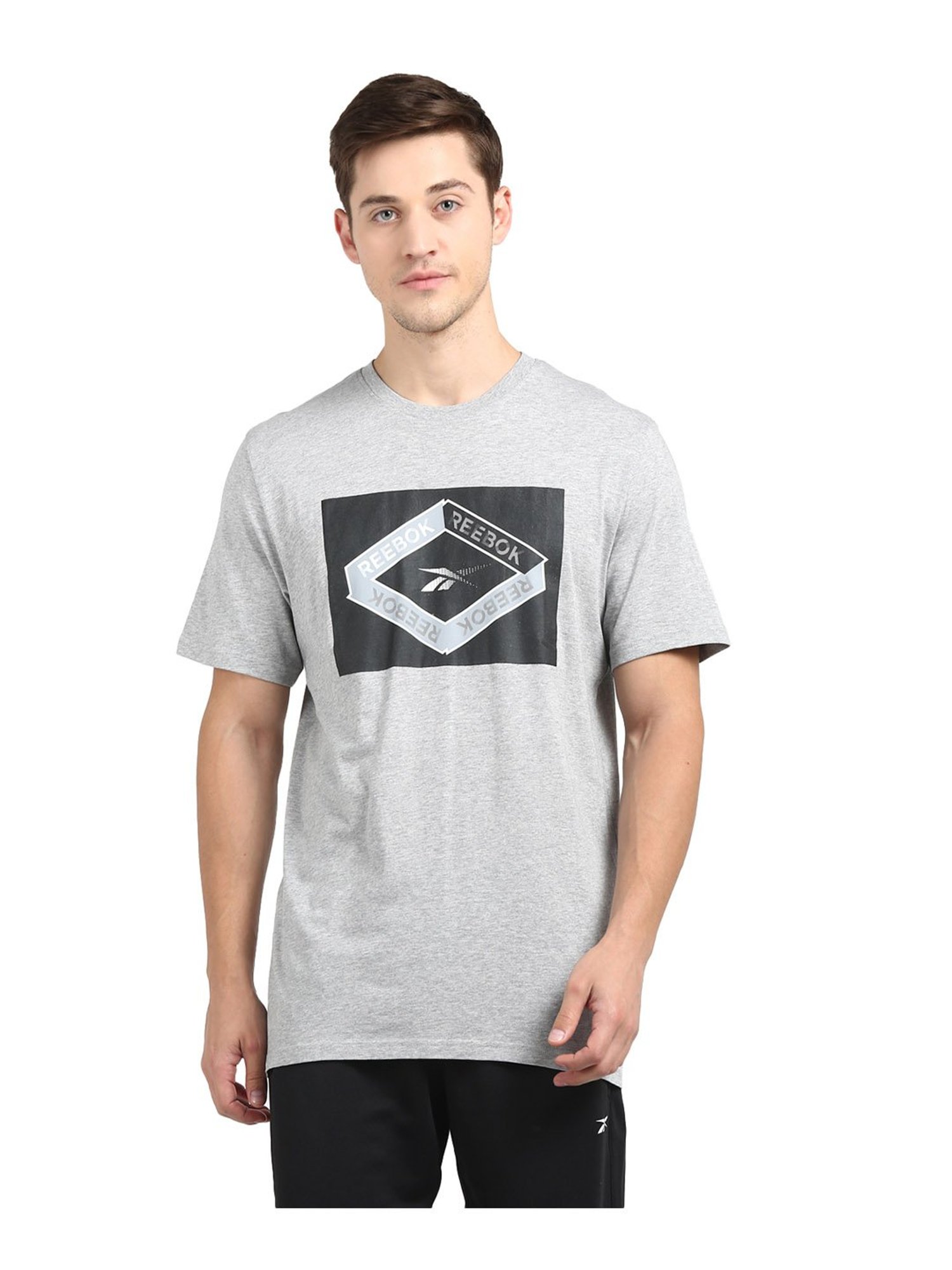 Reebok Grey Printed T-Shirt