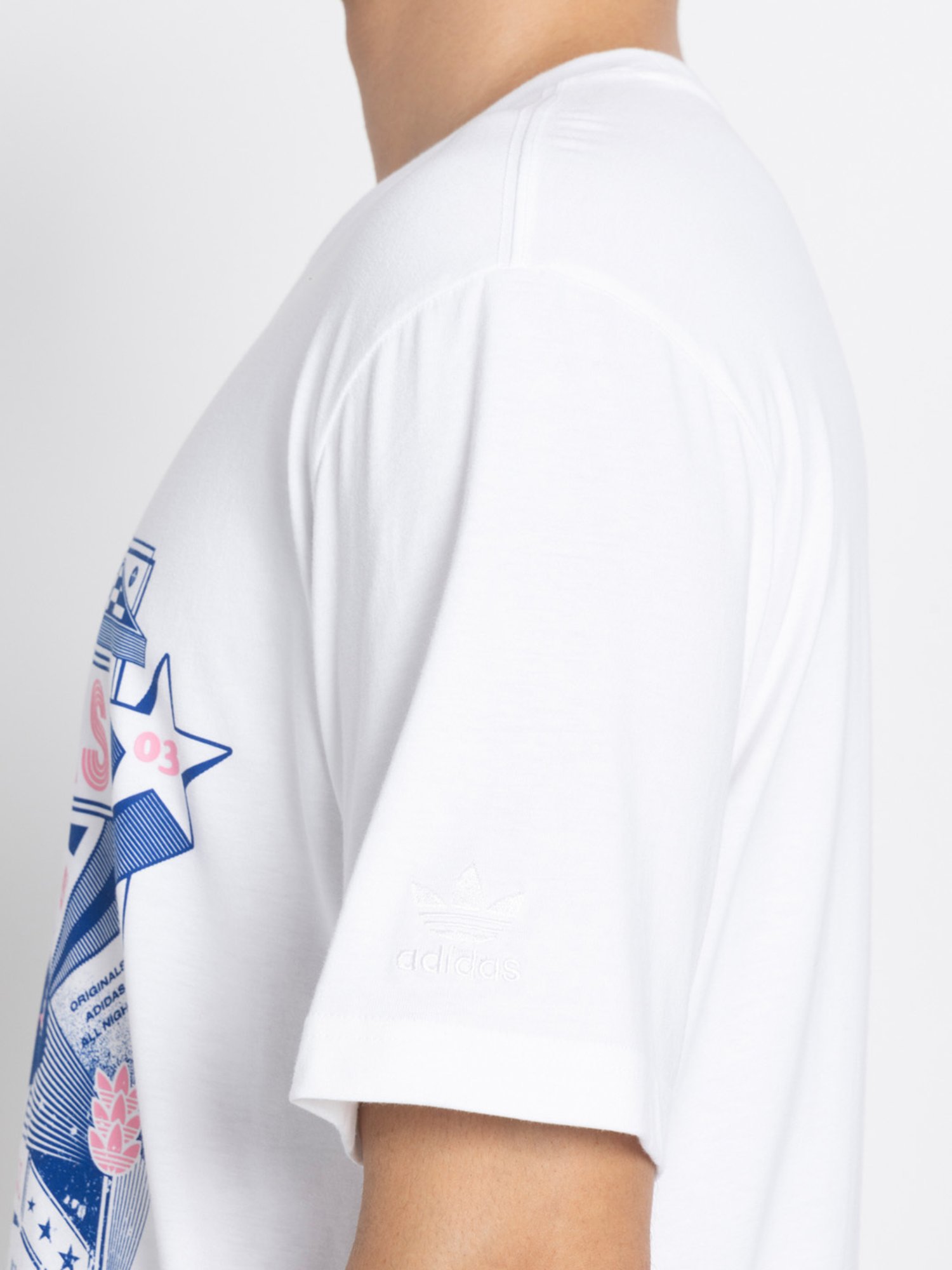 Adidas White 100% Cotton Regular Printed  T-Shirt