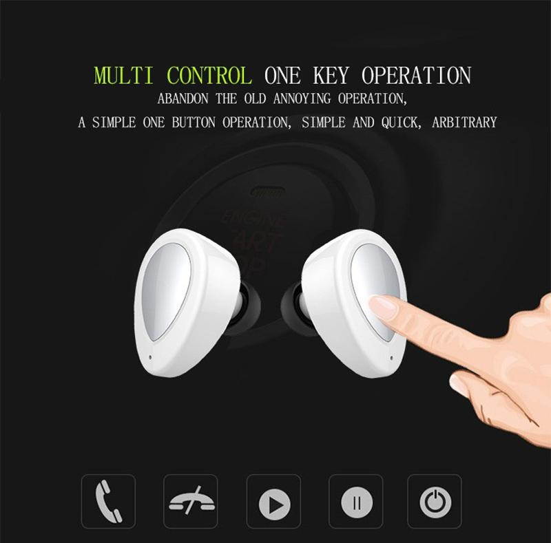 TWS K2 Bluetooth Earbuds True Wireless Mini Stereo Earphone with Charging Socket Play Music for iPhone 7 Plus