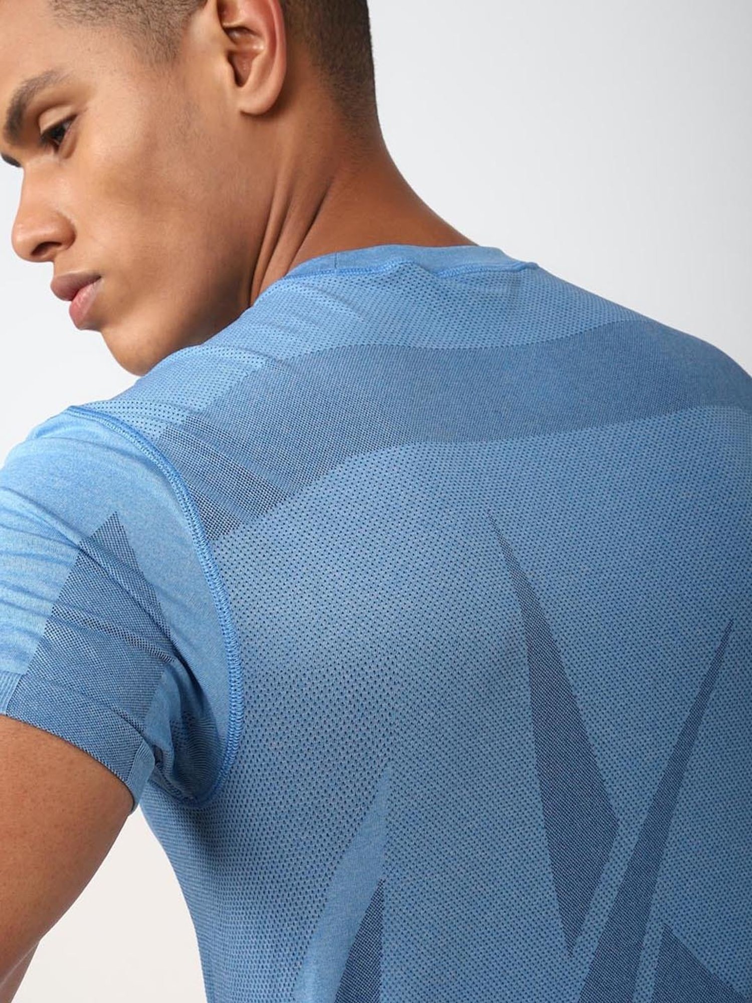 Reebok Blue Cotton Regular Fit T-Shirt