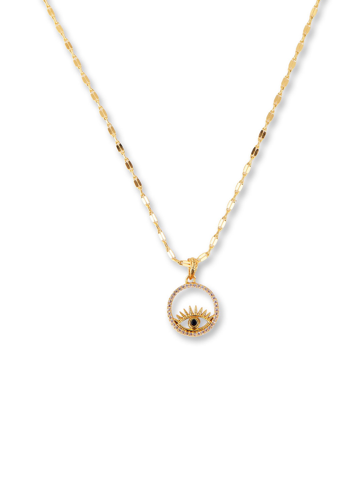 Prita by Priyaasi Gold-Plated Studded Circle Evil Eye Necklace