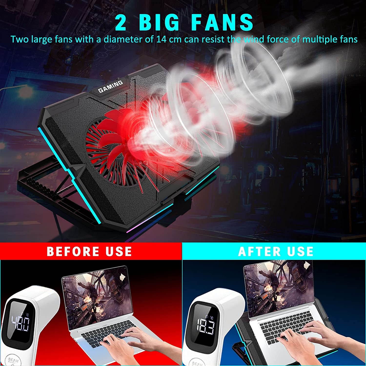 Computer Cooler USB Cooling Fan Laptop Notebook Cinema Cooler USB External Heat Sink Computer Bracket High Speed Mute Cool Pad (Color : NO.3)