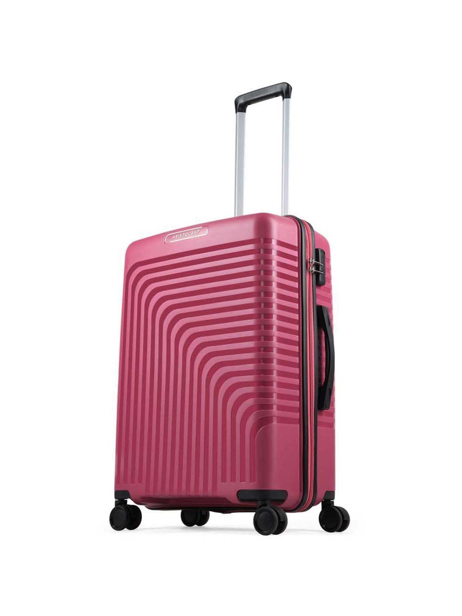 Aristocrat Wego Pink Textured Hard Medium Trolley Bag - 47 cm