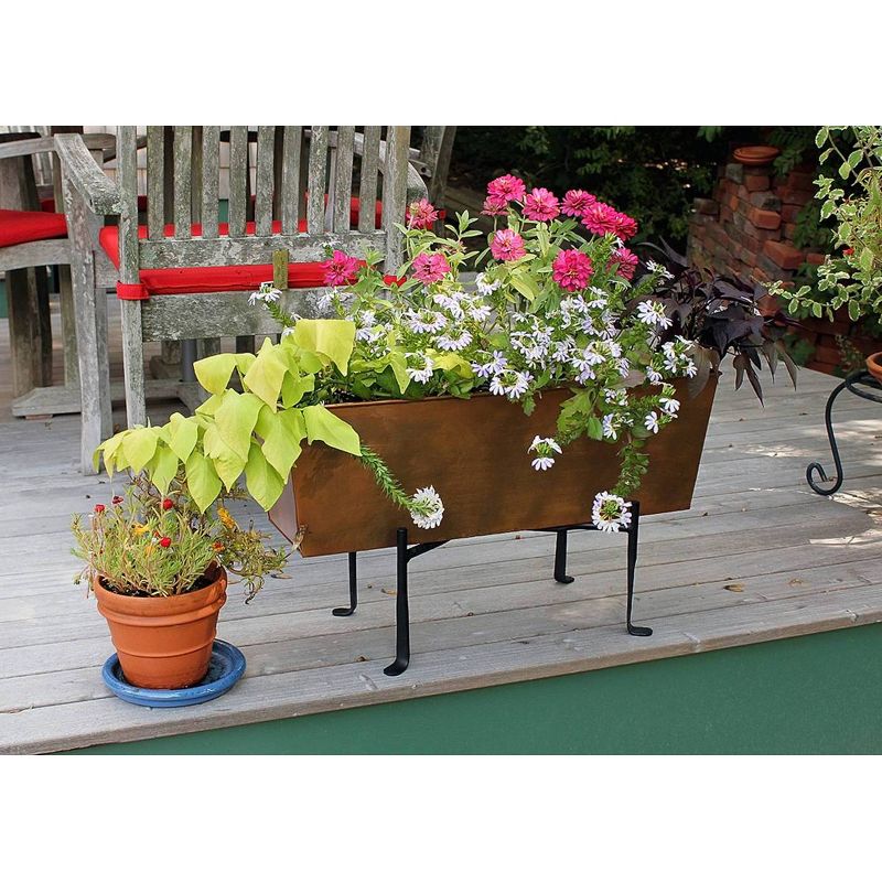 Medium Galvanized Metal Rectangular Planter Box with Folding Stand Copper - ACHLA Designs