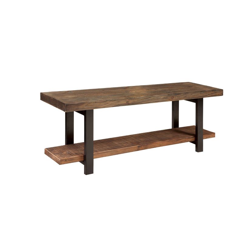 48" Pomona Solid Wood and Metal Entryway Bench Brown - Alaterre Furniture