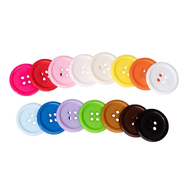 Genie Crafts 105 Piece Resin Buttons with 4 Hole for Crafts and Sewing, 4 Colors, 0.8"